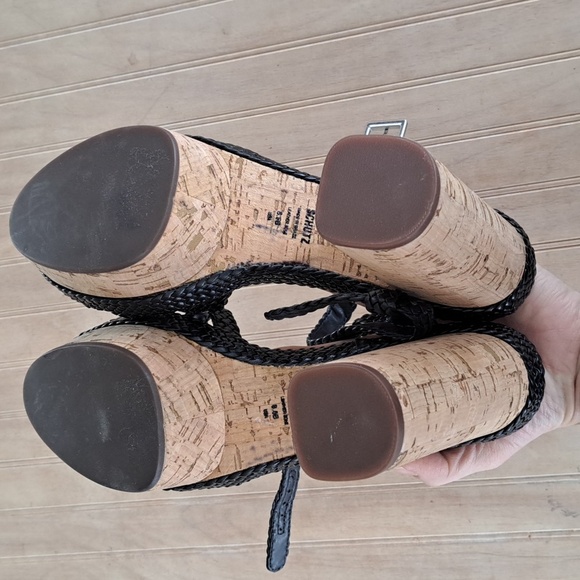 Schutz Corkscrew Leather Platform Woven Boho Braided Straps Block Heel Y2k - Picture 6 of 9